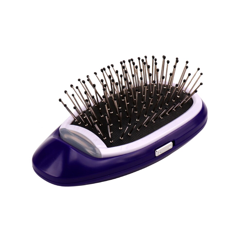 2.0 Ionic Electric Hairbrush Portable Ionic Hair Comb Strong Negative Ion Release Straighting Hair Anti-static Magic Hair Brush: purple