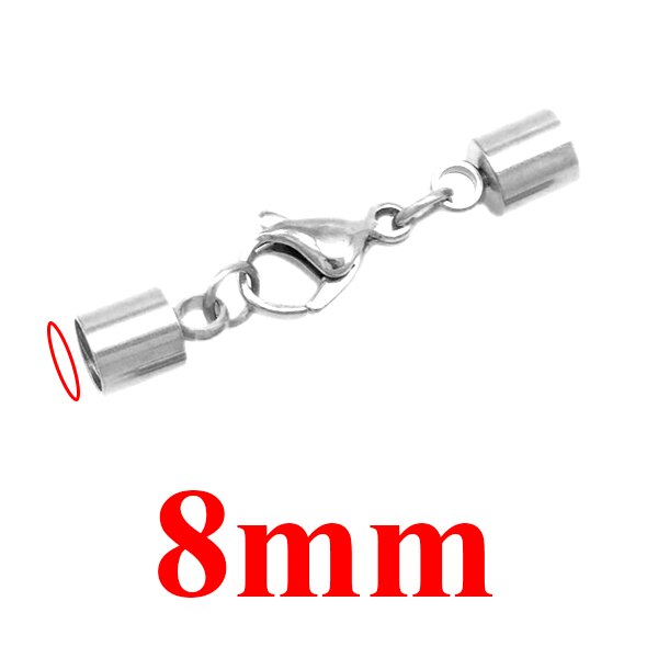 5 pz/lotto Catenaccio Ganci In Acciaio Inox Oro/argento Tono Fibbia In Pelle Cavo di Blocco per il FAI DA TE Braccialetto di Cuoio Dei Monili che fanno: silver 8mm