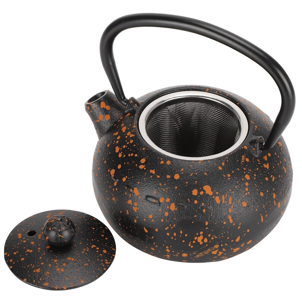 Metal Cast Iron Teapot Kettle Imitating Japanese Style Uncoated Yellow Spot Decoration 0.3L
