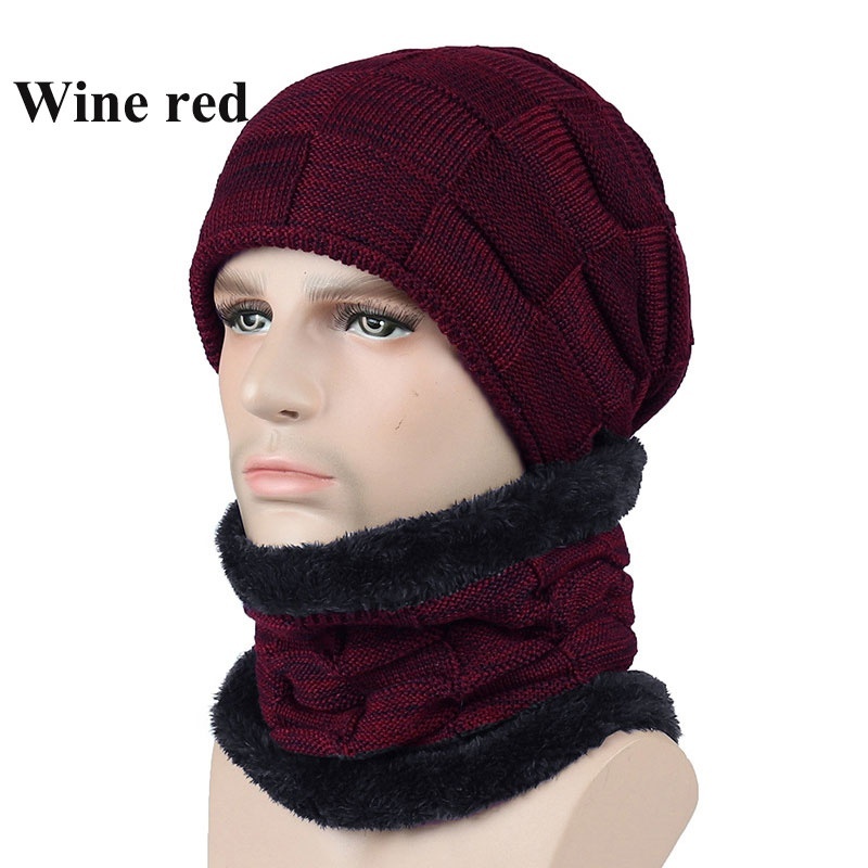 Baberos de esquí para hombre y mujer, máscara de Snowboard, pasamontañas, para montar babero al aire libre, sombreros de Calavera, gorros de lana tejidos, bufanda para esquiar: wine red
