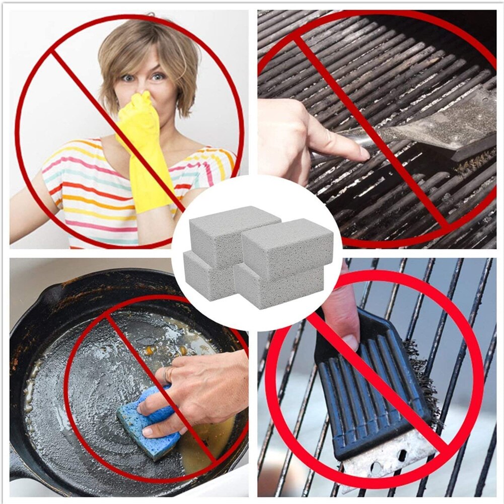 Grill Schoonmaak Steen Bakplaat Baksteen Barbecue Puimsteen Schraper Borstel De-Scaling Klaring Voor Bbq Keuken 4Pcs Grill Schoonmaken steen