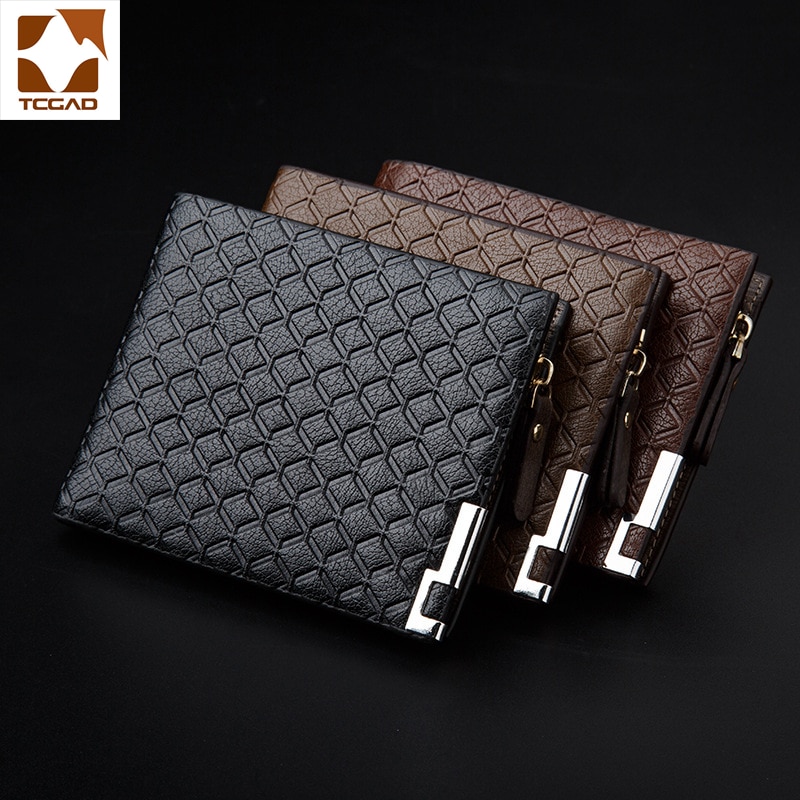 men's wallet carteira Plaid short wallets knurling leather male wallet Retro billeteras para hombre small zipper man wallet