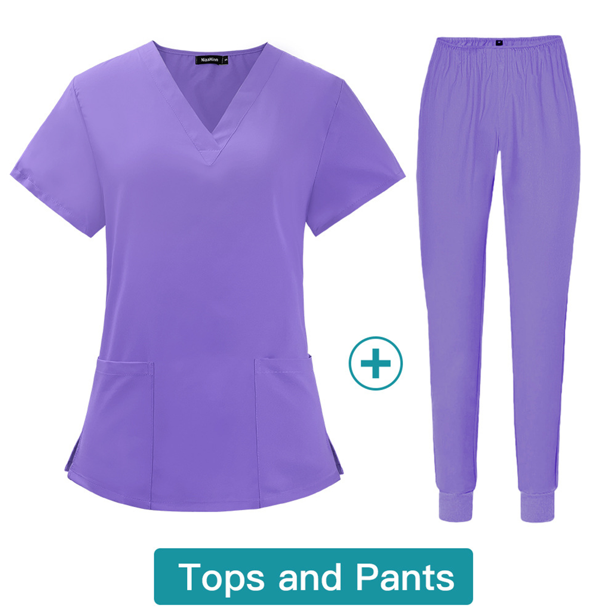 Kurzarm V-ausschnitt Anzug Frauen Solide Sommer Neue In Arbeit Kleidung Arzt Krankenschwester Pet Krankenhaus SPA Peeling Set Weibliche Medizinische Uniformen: XXL / Lila