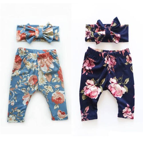 Ropa de pantalón con estampado de flores para niña pequeña, ropa Floral para niñas
