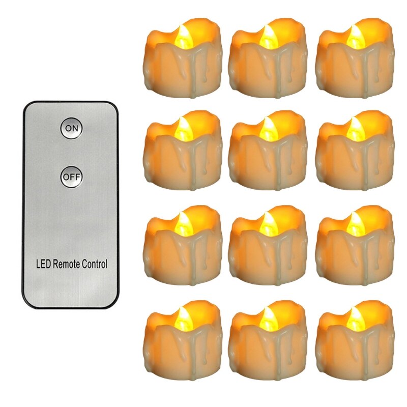 12pcs Flameless LED Tea Light Candles Battery Operated Flickering Tealight Decor R9JC: 11AG201063-Y