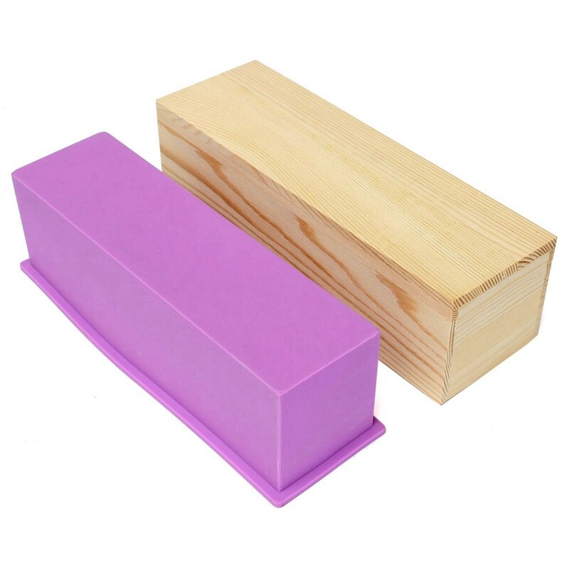 1 Uds. Molde de jabón rectangular con caja de madera cortador de jabón de acero cuboide moldes para hacer jabones artesanales y 1 Uds jabón hecho a mano para cortar