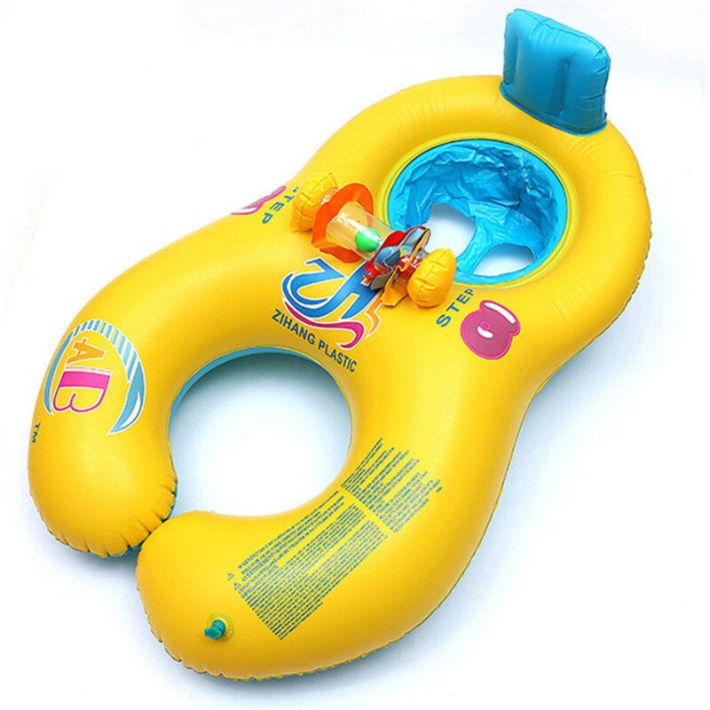 Mother Child Ring Swimming Circle Baby Float Double Swimming Pool Accessories Inflatable Wheels Swimtrainer Circles: Yellow