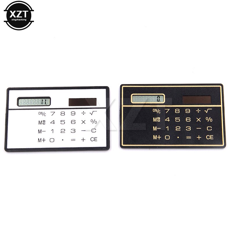 1 STUKS mini Slim Credit Card Solar Power Pocket 8 cijfers Zonne-energie Calculator Kleine Reizen Compacte draagbare