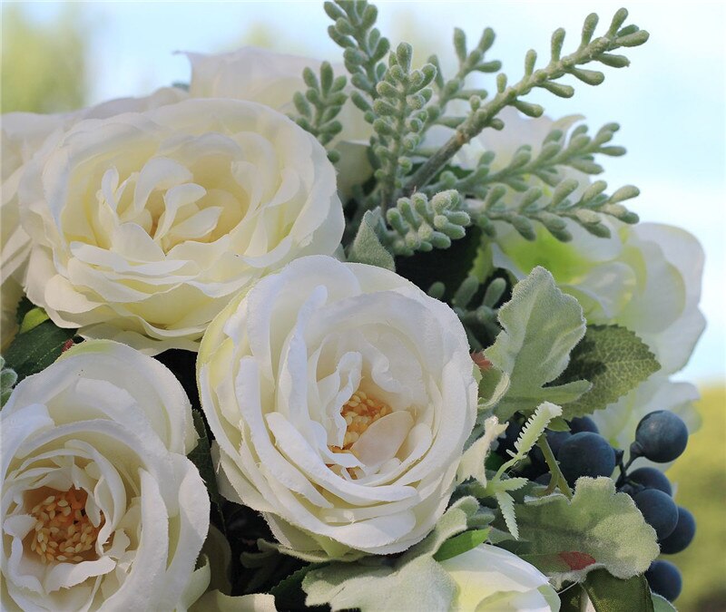 Rose Bridal Bloemen Kunstmatige Bruidsboeketten voor Bruiden Casamen Lint Bruiloft Bloemen Broche Boeketten Boeket De Mariage