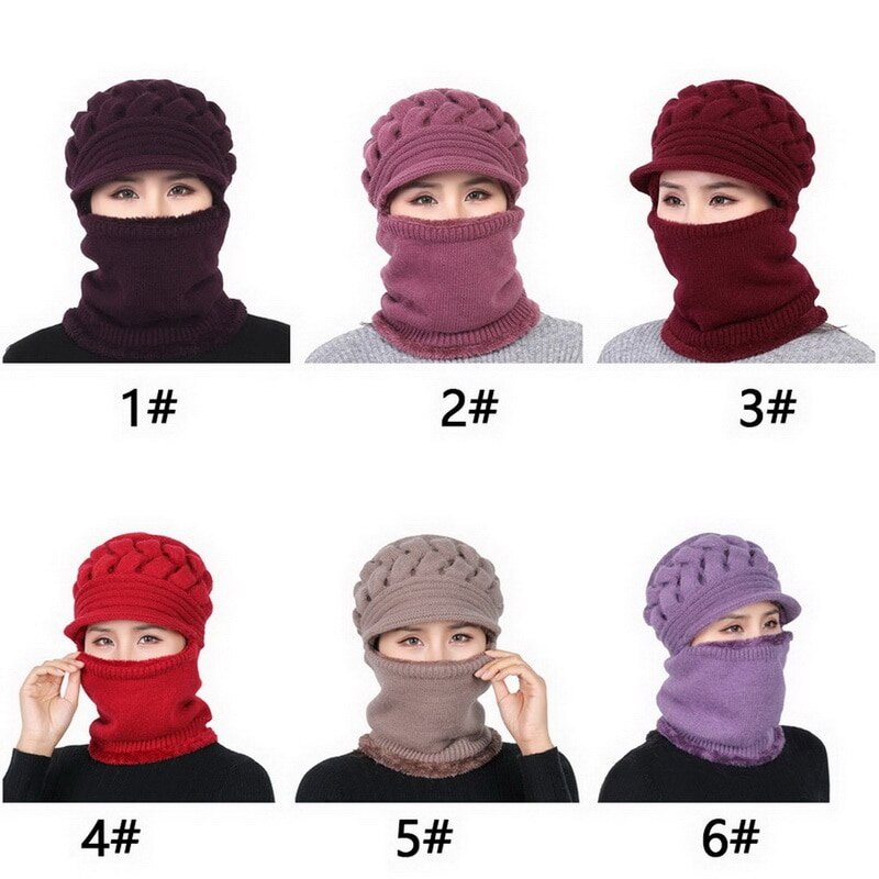 Neck Warmer Winter Hat Knit Cap Scarf Cap Winter Hats For Women Knitted Hat Ladies Beanie Knit Hat Skullies Beanies