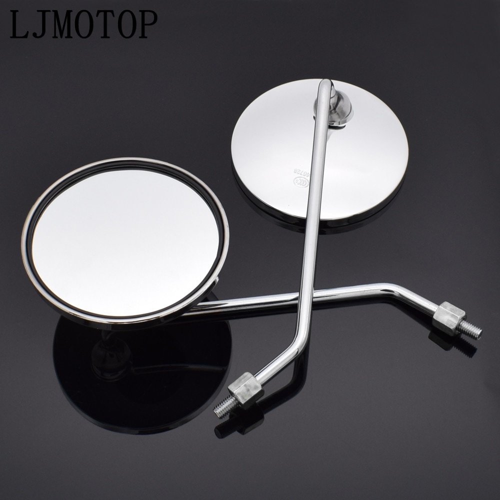 Motorcycle Round Back View Mirror Moped Side Mirror 8mm 10mm For Yamaha TTR125 TTR250 TTR600 XT250 TRICKER DT230