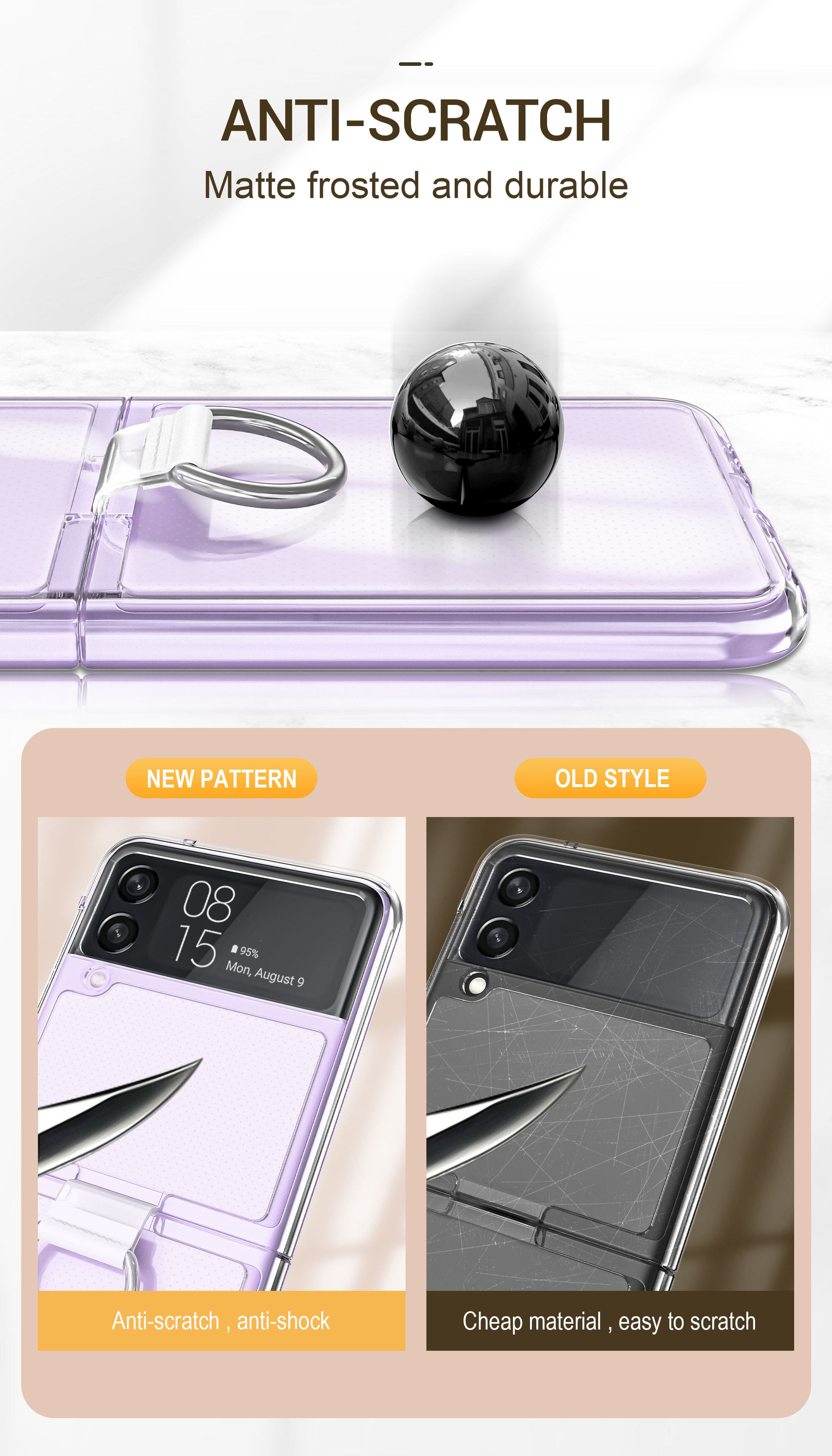 Ultradunne Matte Phone Case Voor Samsung Galaxy Z Flip 3 5G Met Ring Hard Pc Shockproof Terug cover Voor Galaxy Z Flip 3