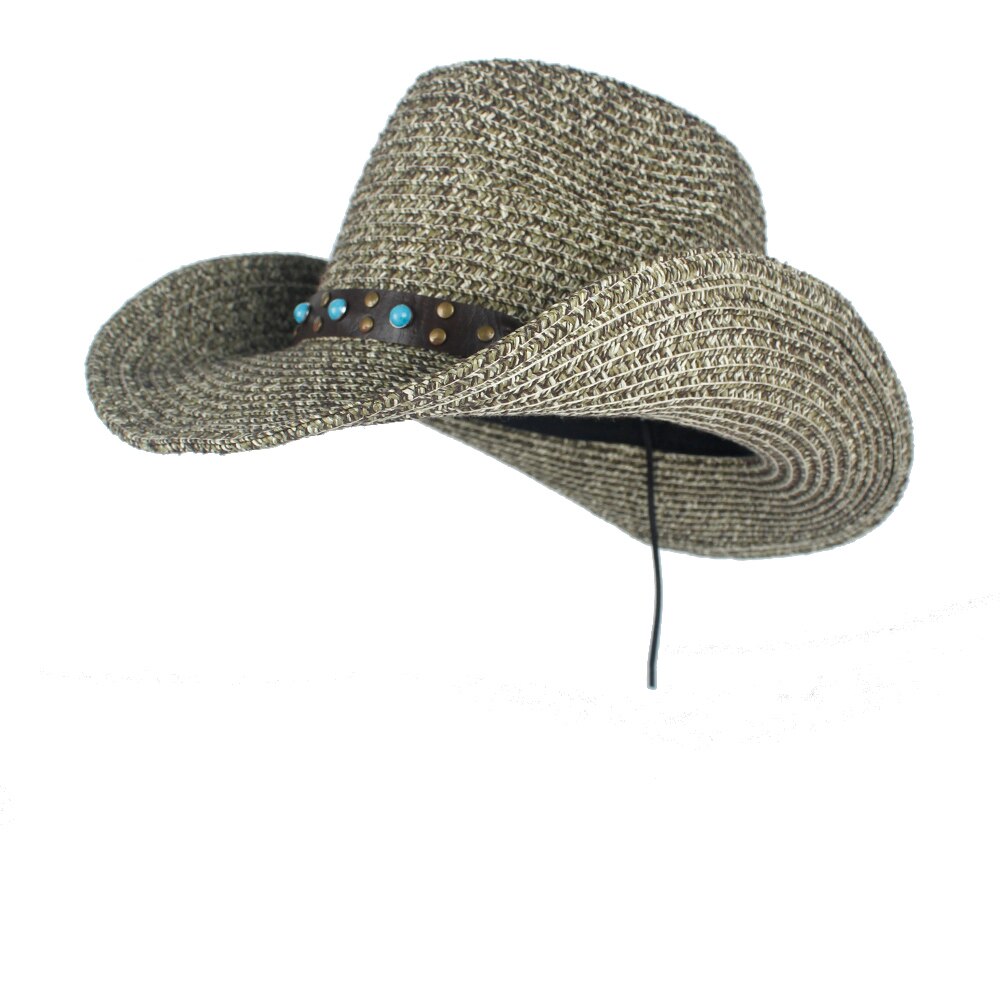 Halm hule vestlige cowboy hat kvinder mænd sommer halm sombrero hombre strand cowgirl jazz sol hat