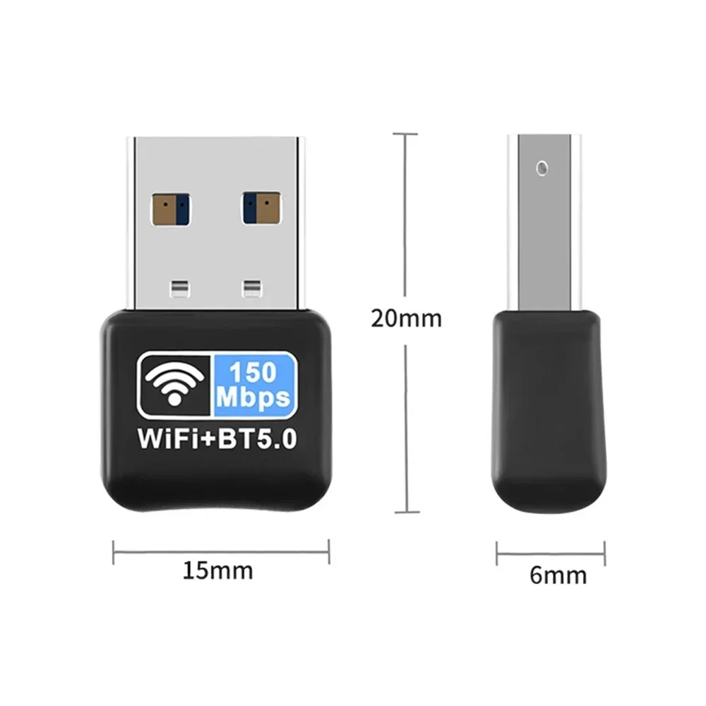 150Mbps WiFi Bluetooth Wireless Adapter USB Adapter 2.4G V5.0 Dongle Network Card for Laptop PC Desktop