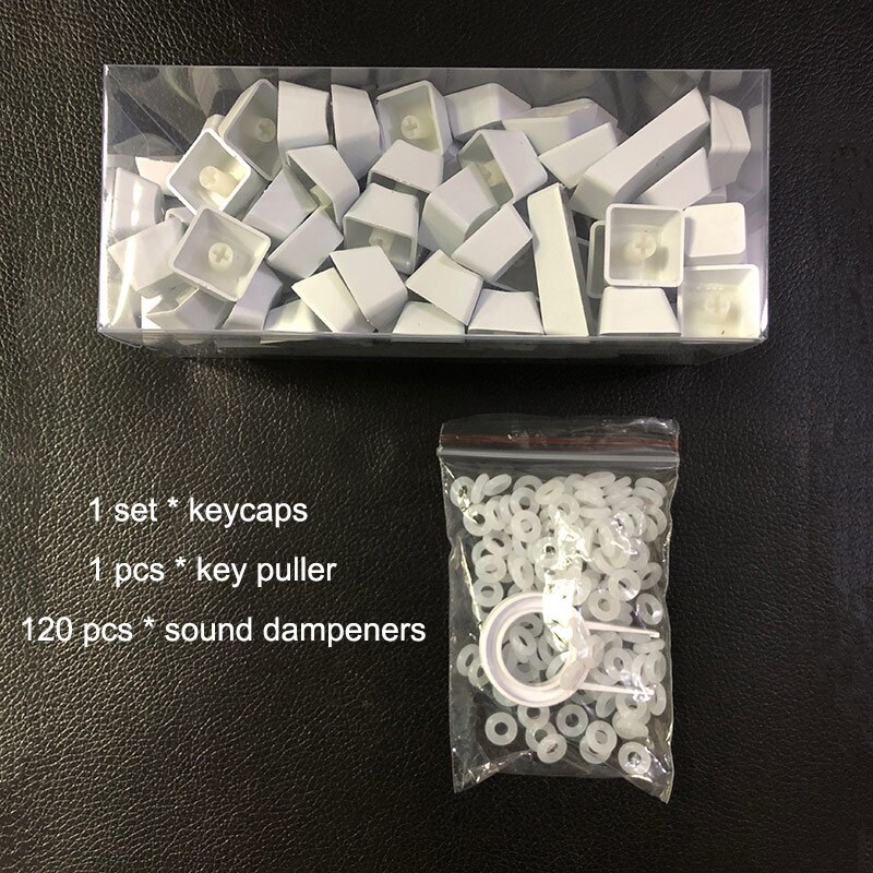 Korean Keycaps for Mechanical Keyboard Compatible with MX Switches Double Shot Support Led Lighting 한국어 키캡: White n Ring (Box