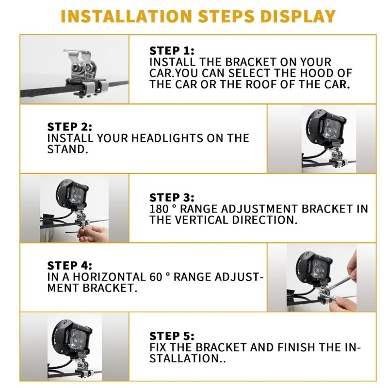 LED Light Bar Clamp Mounting Kit Hood Led Work Light Bar Mount Bracket Clamp Holder for Offroad Led Work Light Bar