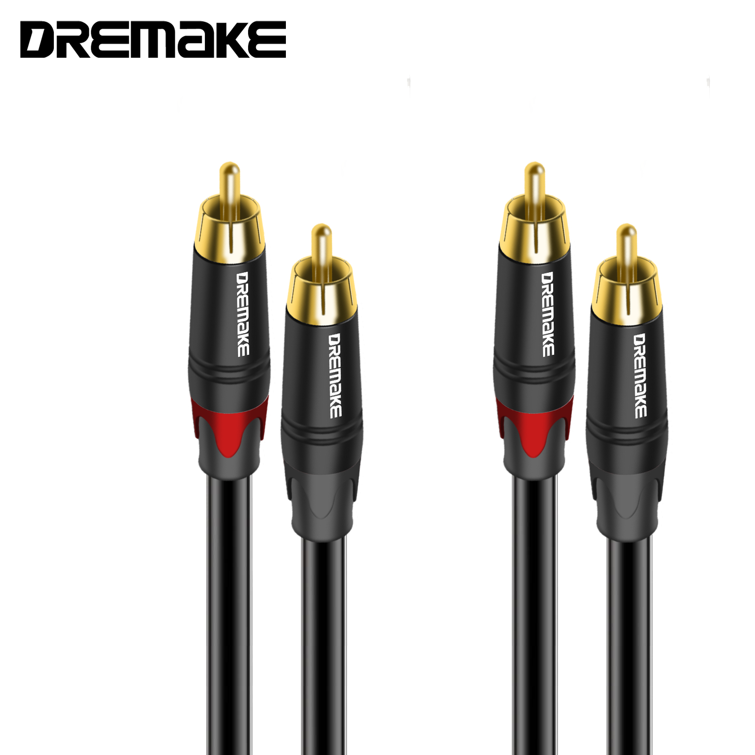 DREMAKE RCA Audio Cable 2RCA To 2RCA Interconnect Cable Dual RCA Stereo M-M Splitter Adapter Cord for Amplifier TV CD/DVD