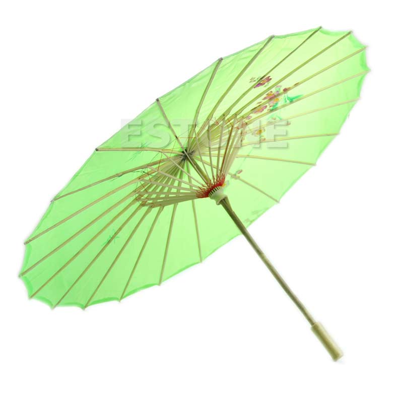 Kinesisk japansk paraply art deco malet parasol paraply: Grøn