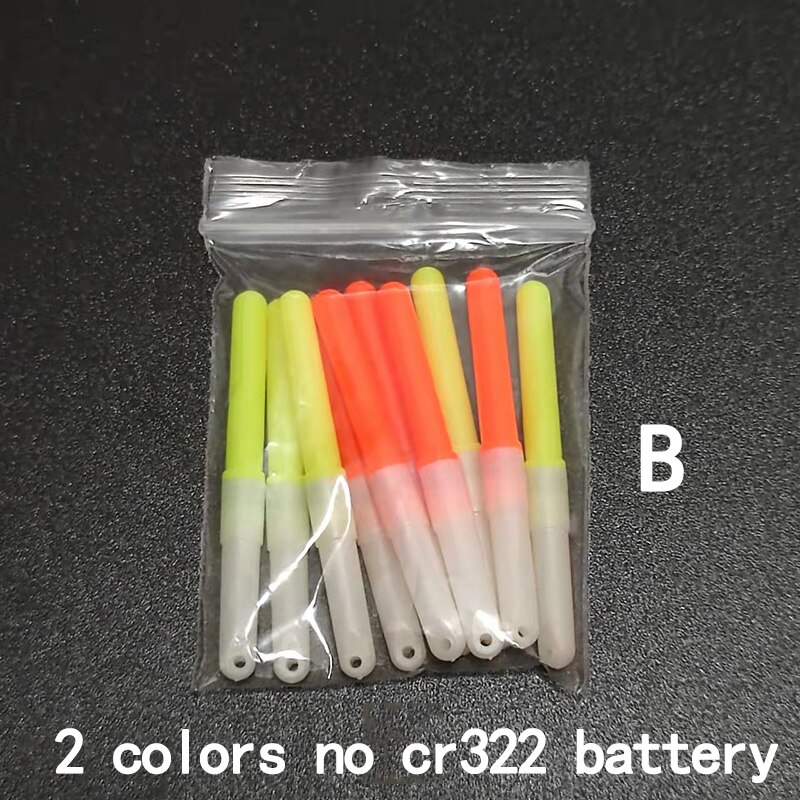 Palos de luz de 10 piezas, luz verde/rojo, CR322 CR425 funciona con batería, LED luminoso, flotador, aparejos de pesca nocturna B276: 2 colors B no cr322