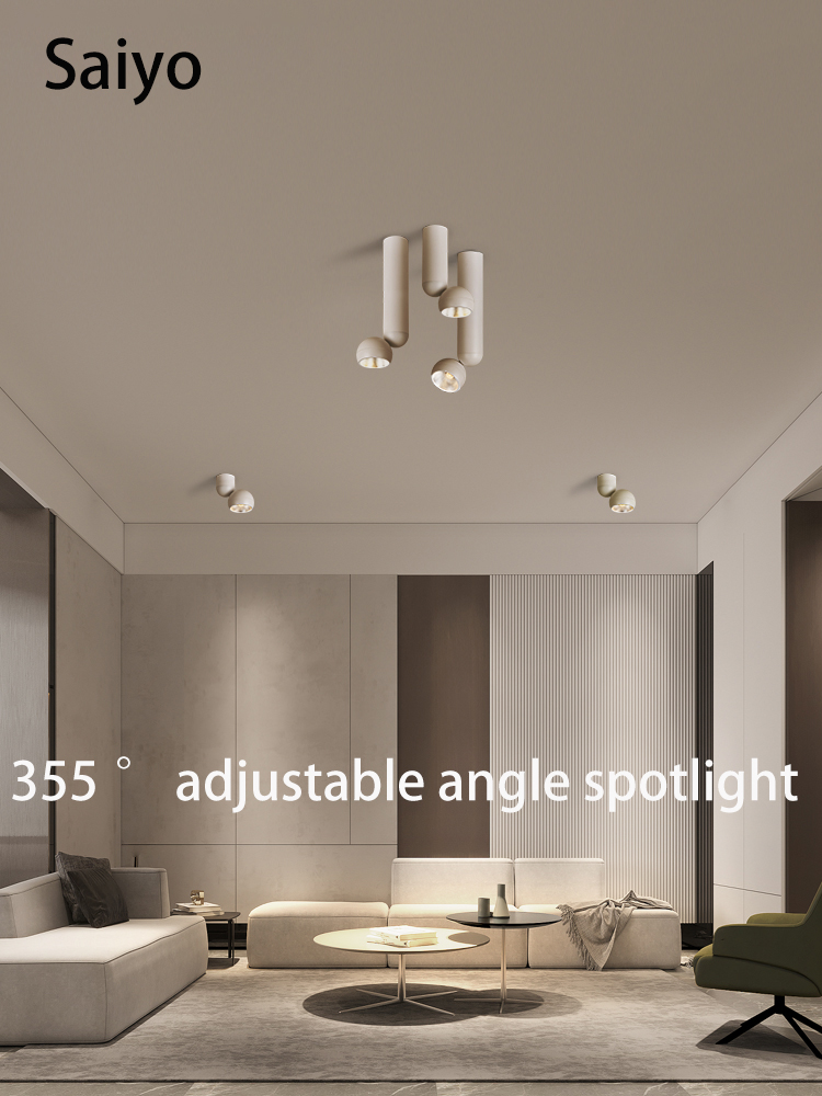 Saiyo Led Spotlight Opbouw 355 Graden Verstelbare Hoek Spot Lichten Draaibare Cri 90 Plafondlamp Voor Woonkamer Winkel