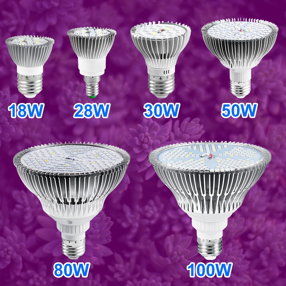 Espectro completo e27 planta led crescer lâmpada e14 220v lâmpadas fito estufa iluminação 18w 28 30 50 80 100 phyto sementes de flores lâmpadas