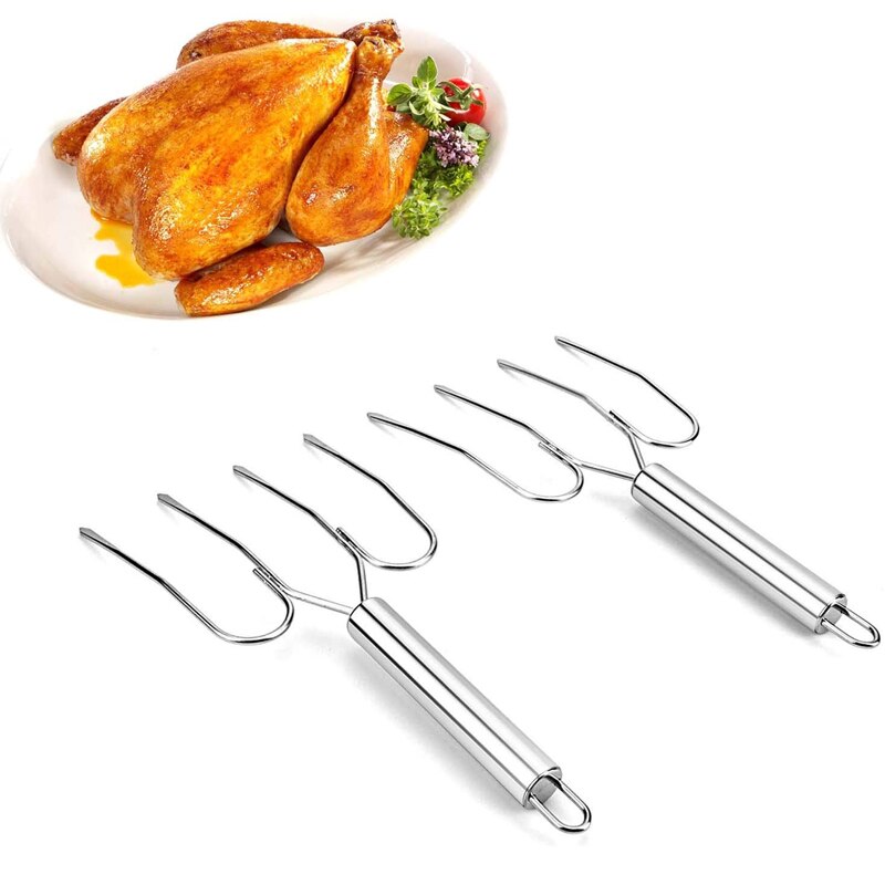 Stainless Steel Multi-Head Turkey Spit Grilling Utensils Barbecue Spit Large Barbecue Spit Kitchen Cooking Tools: Default Title