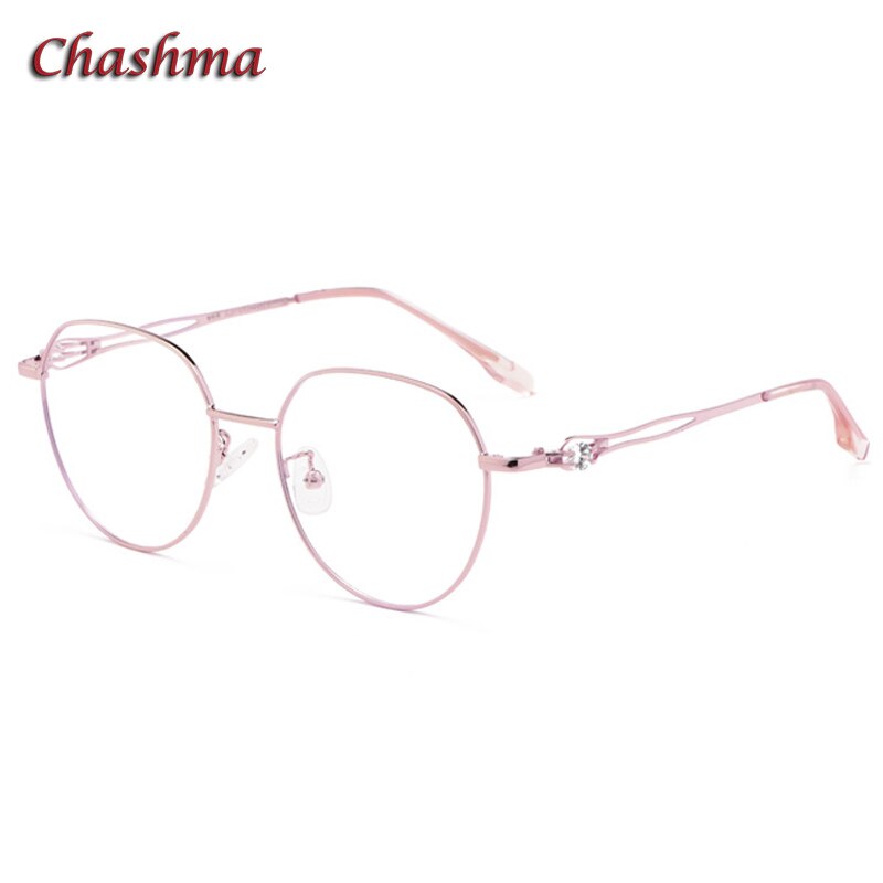 Chashma Frame Women Round Prescription Glasses Optical Eyewear Girl Eyeglass for Anti Blue Ray Degree Lenses: Pink