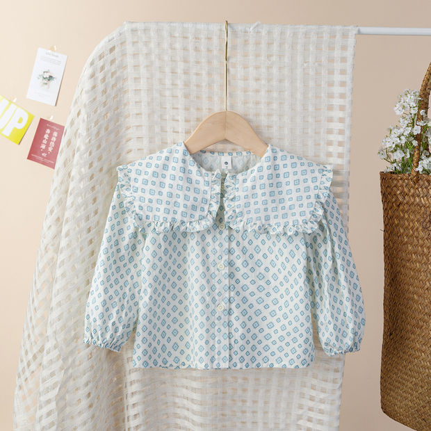 Shirts Single Breasted O-hals Kraag Volledige Mouw Regelmatige Lengte Print Comfortabele Zachte Licht Smart Lente Kinderen Meisjes: Beige / 18m