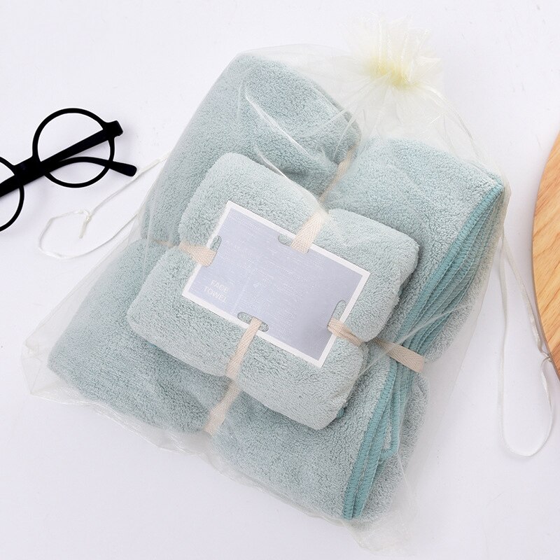 Soft Bath Towel Face Towl Set Water Absorbent Towels for Spa Kitchen Clean SAL99: bean green