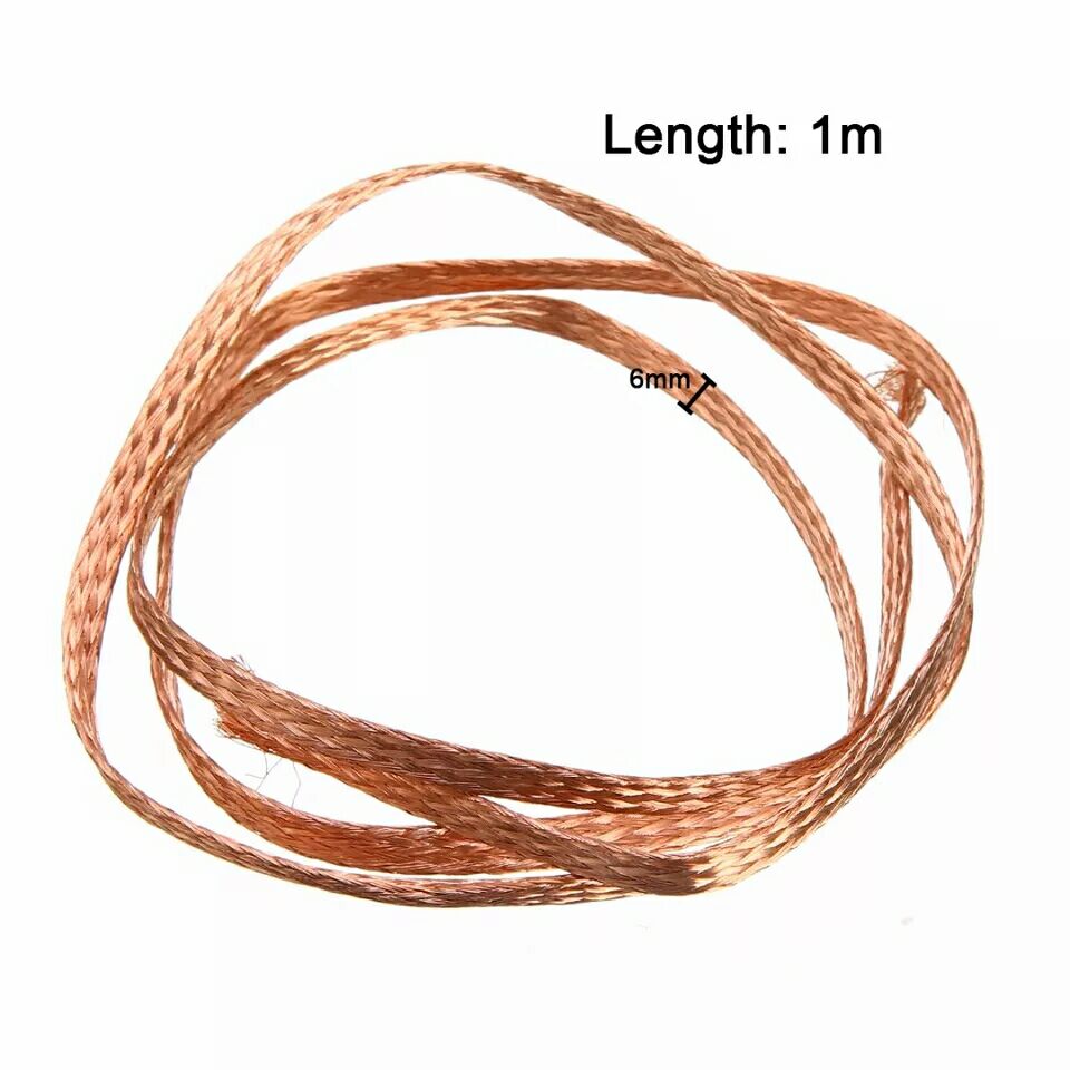 1pcs Tinned copper braided connection wire 1mx6mm conductive tape desoldering braided welding