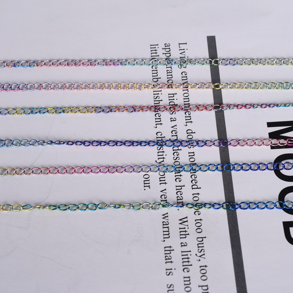 2 Meter 2.5mm Rainbow Necklace Bracelet Diy Extended Extension Chain Multicolor Extender Tail Chains For Jewelry Making Supplies