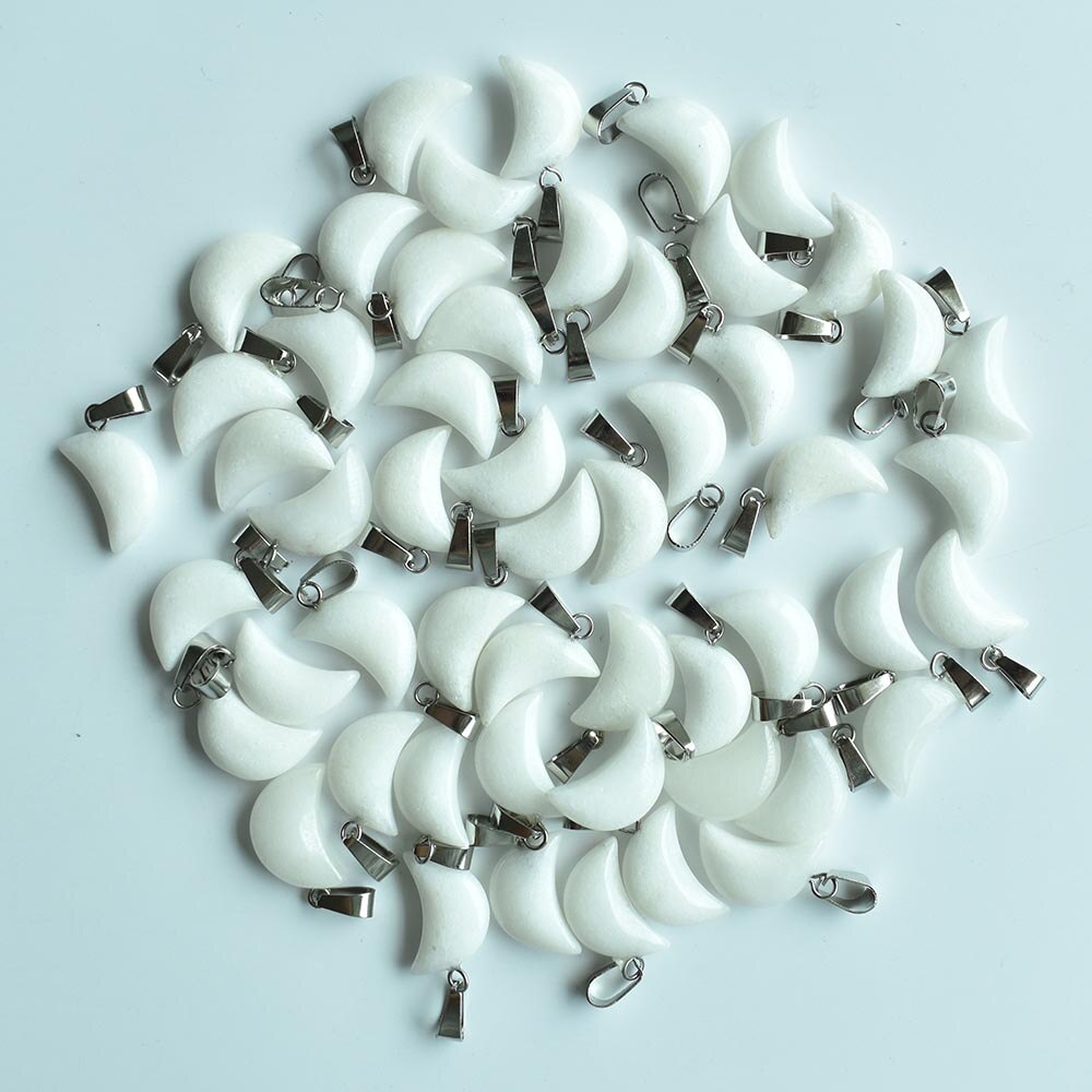 assorted natural stone crescent moon shape charms pendants for DIY jewelry making 24pcs/lot free