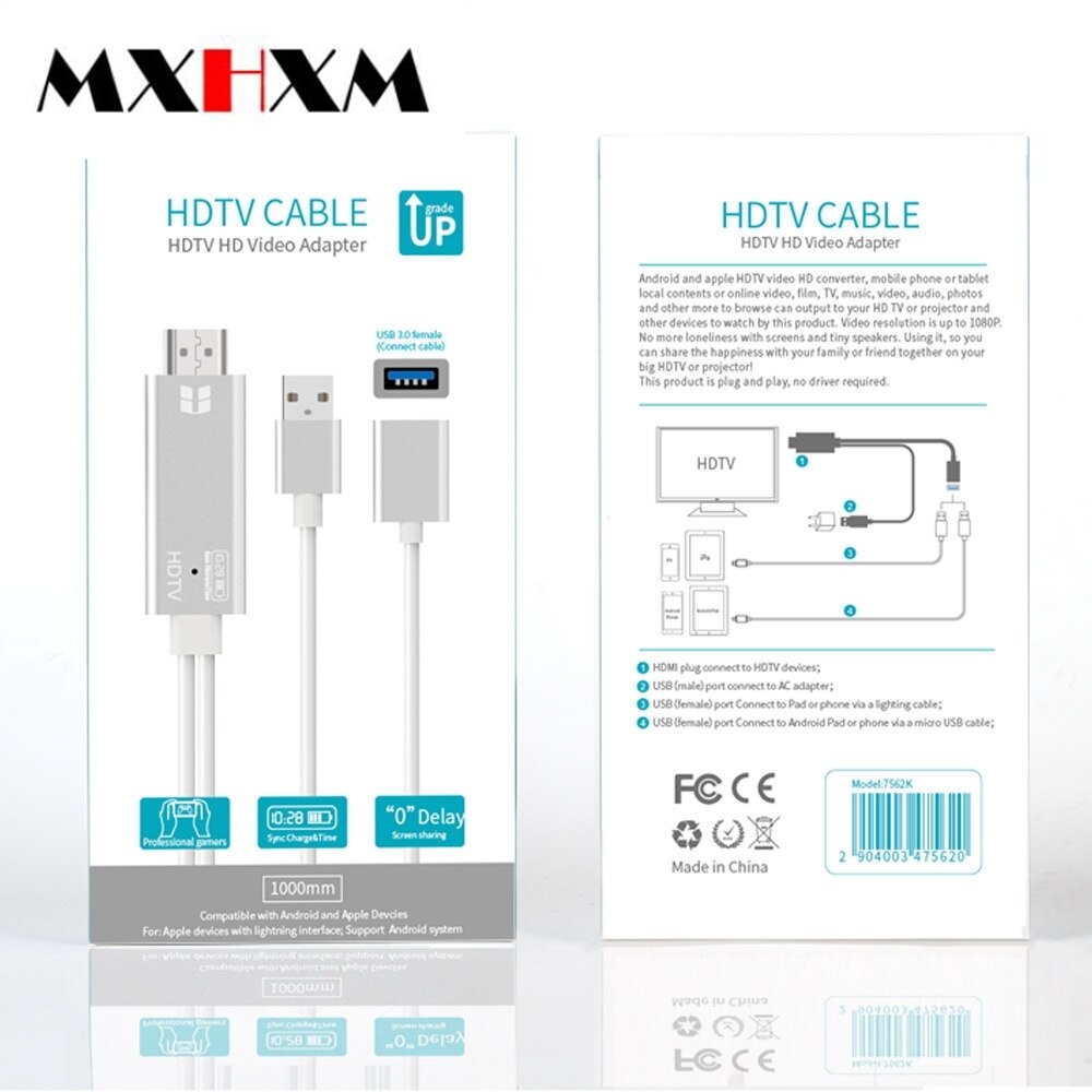 MXHXM Neue praktisch zu HDMI Keine Verzögerung USB Buchse zu HDTV Apfel Android 2-in-1 bildschirm Synchronisierung Kabel