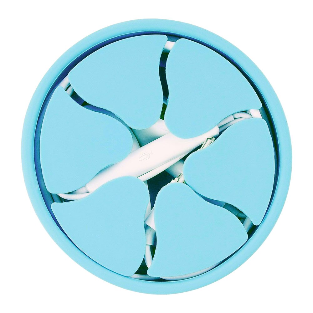 Round Silicone Office Desk Organizer Desk Stationary Storage Box Earphone Protector USB Cable HolderCable Winder Accessorie: blue