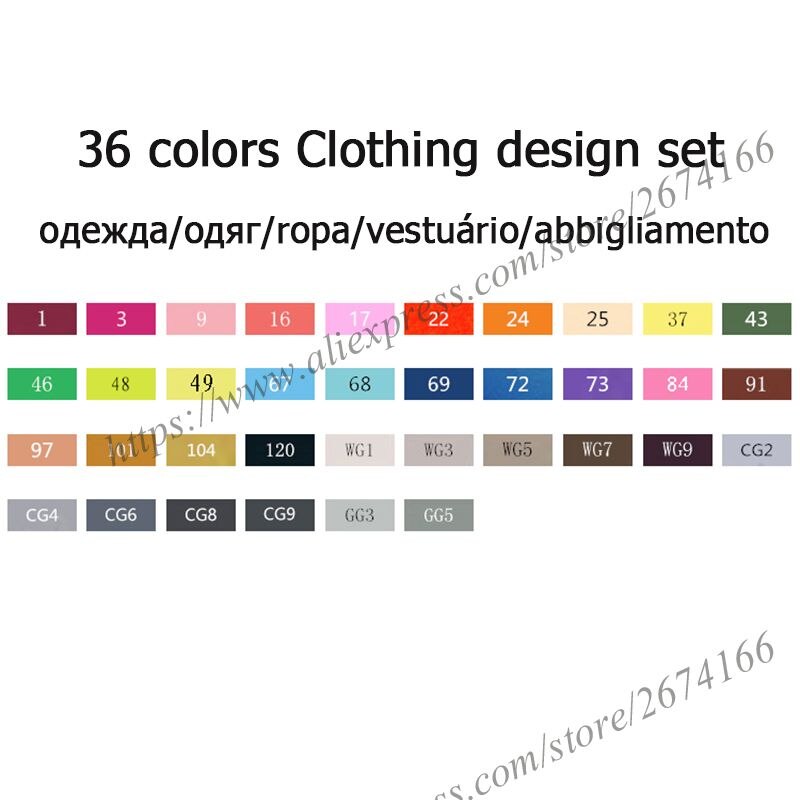 TouchFIVE Dual Tips Art Sketch Twin Marker Pens 36 48 72 80 168 Colors Alcohol Based Ink Art Markers for Student and: 36 Color Clothing