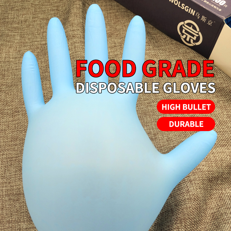 Disposable Nitrile Gloves Durable Laboratory Cleaning Inspection Waterproof Work Protection Kitchen Labor Insurance Blue 10