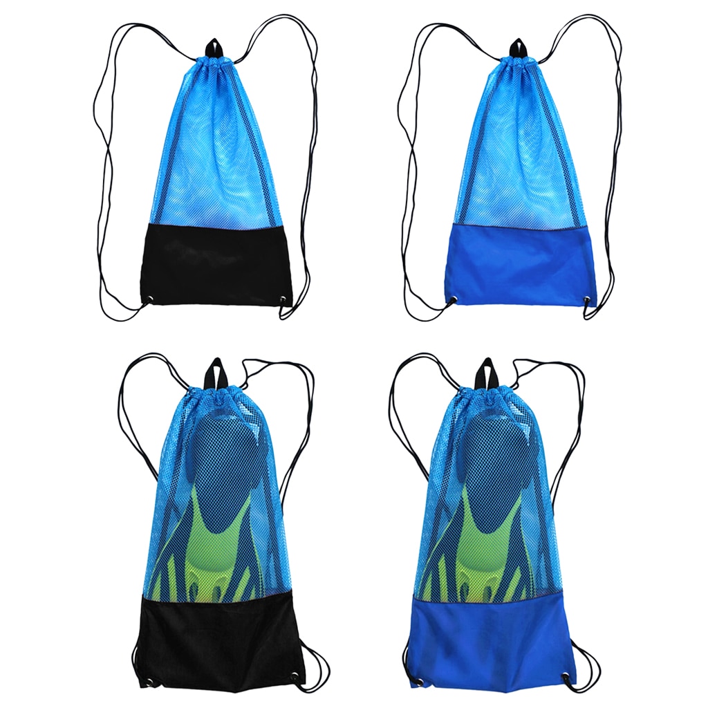 Lot 2 mesh gear bag schouderrugzak voor duiken, snorkelen, zwemmen, strand en sportuitrusting