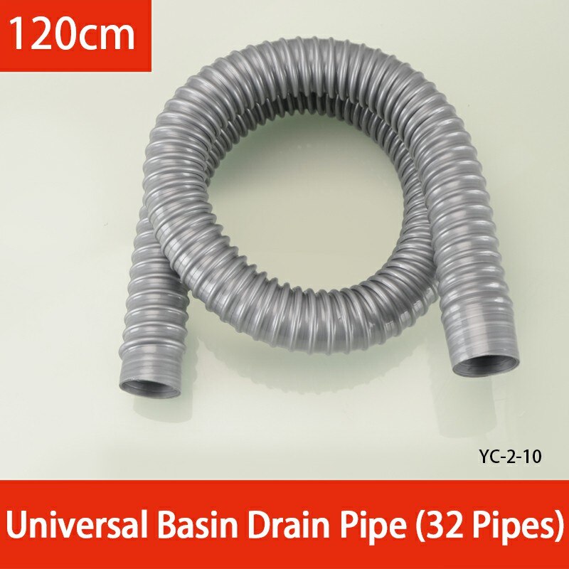 Tubería de drenaje Universal para lavabo, 0,3-2M, diámetro interno de 32MM, extensión, espesa, manguera de repuesto Flexible, pajitas, piezas duraderas: 120CM