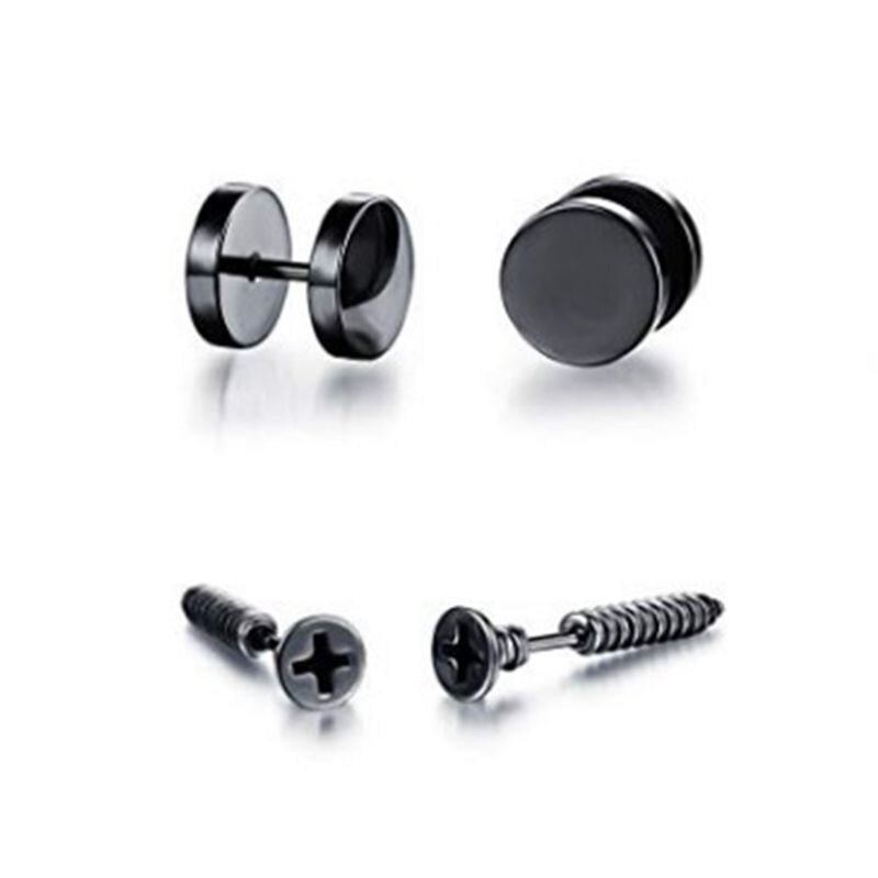 6 Pair/set Trend Men Women Stainless Steel Personality Punk Earrings Unisex Ear Buckle Stud Jewelry