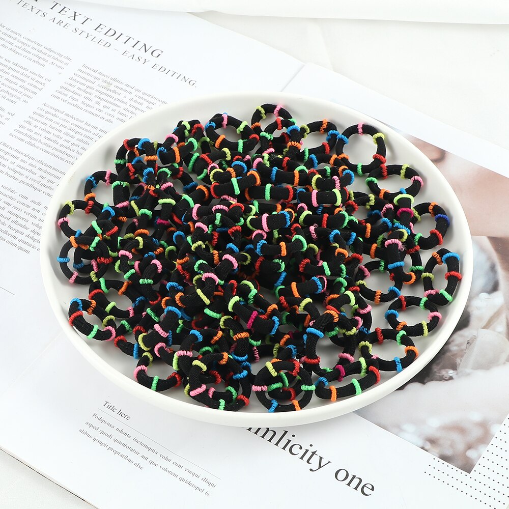 50 Stks/set Elastische Haarbanden Kinderen Meisjes Paardenstaart Houder Chouchou Rubber Band Hoofdband Haar Ties Candy Kleur Haaraccessoires: 5 Set