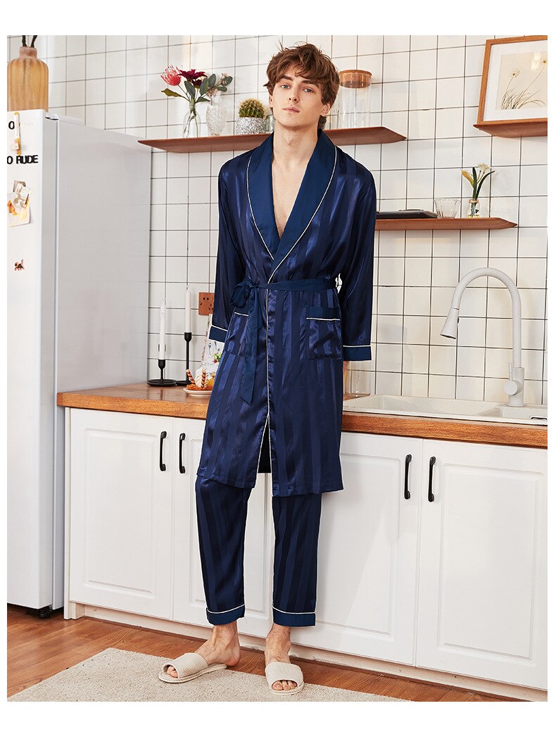 Men&#39;s Spring Robe Bathrobe Yukata Male Rayon Kimono Bath Gown Nightgown Sleepwear Sleepshirts Pijama Mujer L-XXL