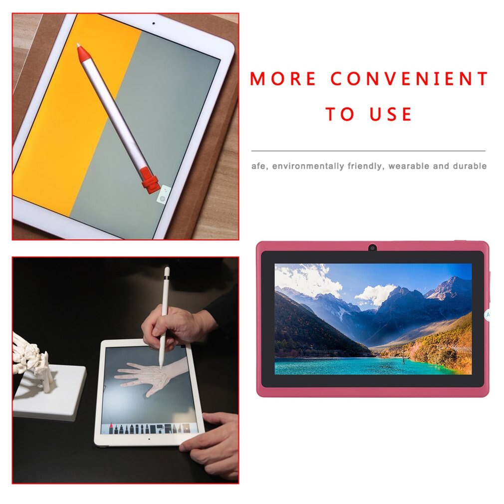 Portable Size Tablet 7 inch Tablet for Allwinner A33 Tablet PC 512MB+ 4GB for Android 4.4 Quad Core Q88 Kids PAD