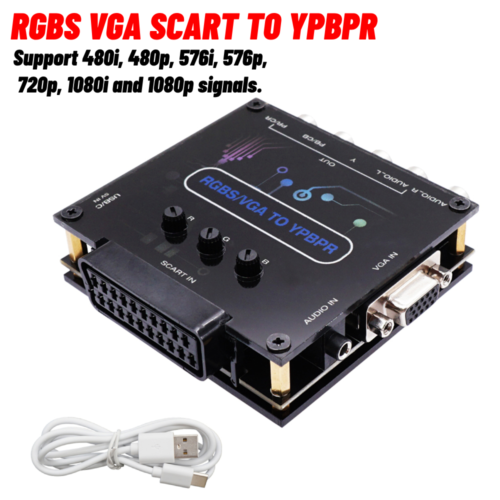 RGBS-Convertisseur de signal vidéo péritel VGA vers YPBPR, pour MD/Saturn, pour coordinateur de document de différence pour SEGA Dreamcast