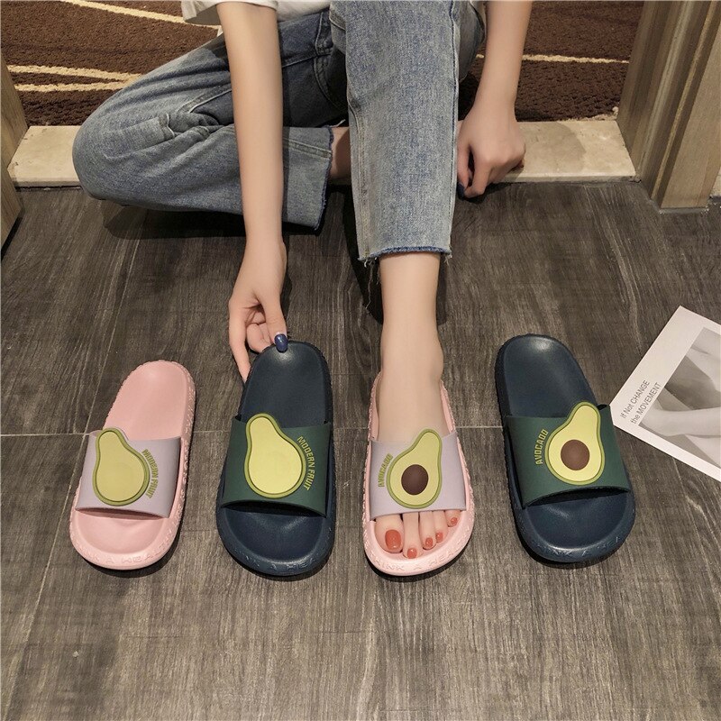 Paar der Hausschuhe frauen Hausschuhe Plattform Sommer Schlecht Koreanisch-Stil Eva Avocado Pantoffel für Männer drinnen Schuhe Mann schuhe