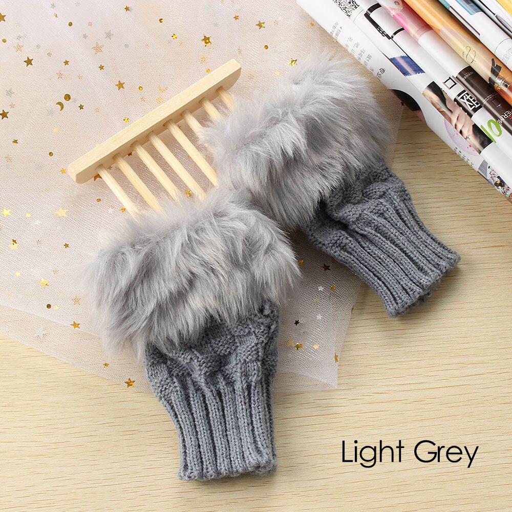 1 paar Wolle Mischung Faux Kaninchen Pelz Frauen Finger Handschuhe Gestrickte Häkeln Winter Dicke Handschuhe Warme Handschuhe Weibliche