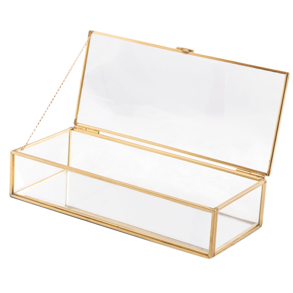 Jewelry Trinket Glass Box Case Jewelry Box Jewelry Organize with Cover Holder Ring Box for Necklace Bracelets Earrings Storage