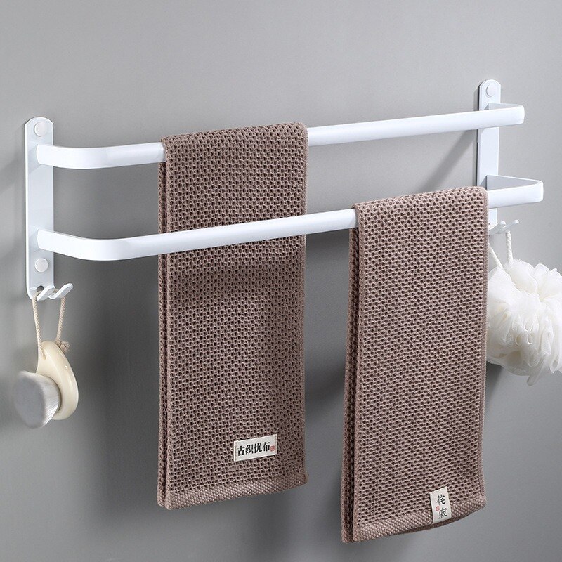Towel Hanger Wall Mounted Towel Rack Bathroom Space Aluminum White Towel Bar Rail Matte White Towel Holder