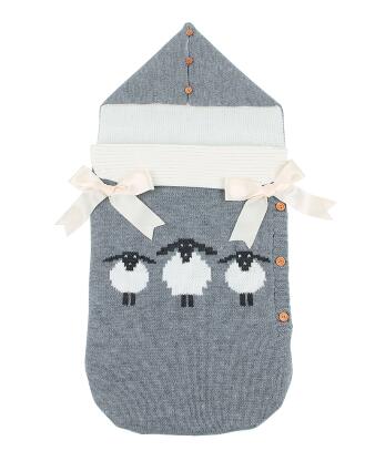 Sobres de punto de oso de dibujos animados para recién nacidos, sacos de dormir de otoño gris abotonada bebé infantil, saco de dormir, manta de primavera: 82W377 Gray