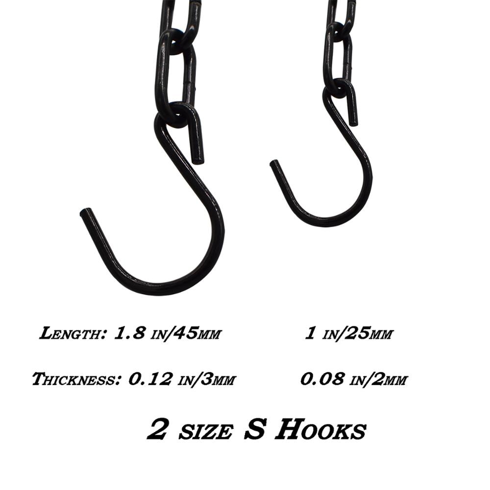Metal kæde link ring kabel med s kroge ligth duty spolekæde til låsning hængende trækker sort