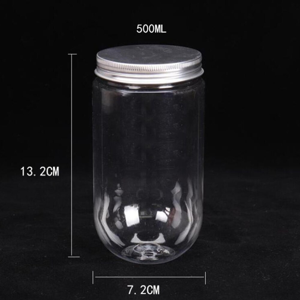 5Pcs 500Ml Dessert Cups Wegwerp U-vormige Thee Fles Transparante Bekers Drank Fles Drinkbeker Met Deksel